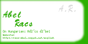 abel racs business card